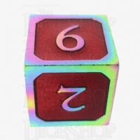 TDSO Metal Script Iridescent & Red D6 Dice