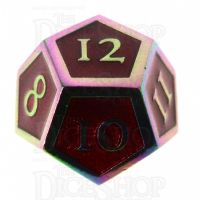TDSO Metal Script Iridescent & Red D12 Dice