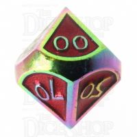 TDSO Metal Script Iridescent & Red Percentile Dice