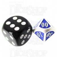 TDSO Metal Fire Forge Silver & Blue MINI 12mm Percentile Dice