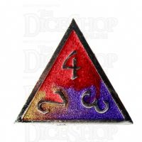 TDSO Metal Fire Forged Multi Colour Silver Gold Purple & Red D4 Dice