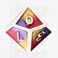 TDSO Metal Fire Forged Multi Colour Silver Gold Purple & Red D10 Dice