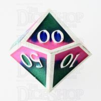 TDSO Metal Fire Forged Multi Colour Silver Blue Green & Pink Percentile Dice