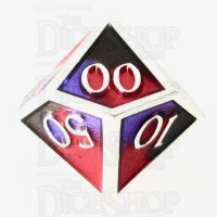 TDSO Metal Fire Forged Multi Colour Silver Black Purple & Red Percentile Dice