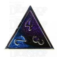TDSO Metal Fire Forged Multi Colour Silver Black Blue & Purple D4 Dice