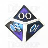 TDSO Metal Fire Forged Multi Colour Silver Black Blue & Purple Percentile Dice