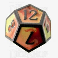 TDSO Metal Fire Forged Multi Black Nickel Orange Red & Yellow D12 Dice