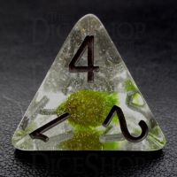 TDSO Encapsulated Glitter Flower Green D4 Dice