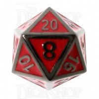 TDSO Metal Fire Forge Black Nickel & Red Enamel D20 Dice