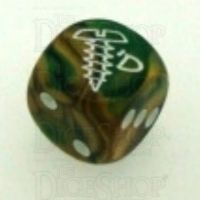 Chessex Gemini Gold & Green SCREWED Logo D6 Spot Dice