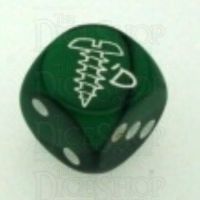 Chessex Gemini Black & Green SCREWED Logo D6 Spot Dice