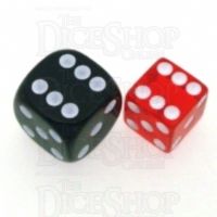 Koplow Transparent Red Square Cornered 12mm D6 Spot Dice