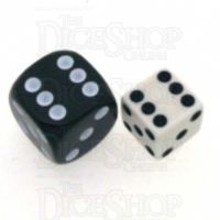 Koplow Opaque White & Black Square Cornered 12mm D6 Spot Dice