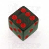 Koplow Transparent Smoke & Red Square Cornered 16mm D6 Spot Dice