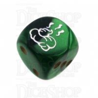 Chessex Gemini Black & Green SHIT Logo D6 Spot Dice