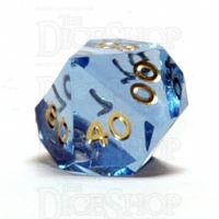 GameScience Gem Ice Blue Moonstone & Gold Ink Percentile Dice