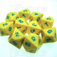GameScience Opaque Saffron Yellow & Blue Ink 10 x D10 Dice Set