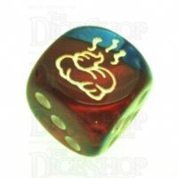 Chessex Gemini Blue & Red with White SHIT Logo D6 Spot Dice