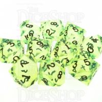 GameScience Gem Laser Yellow Peridot & Black Ink 10 x D10 Dice Set