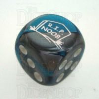 Chessex Gemini Steel & Teal RIP NOOB Logo D6 Spot Dice
