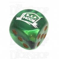 Chessex Gemini Black & Green RIP NOOB Logo D6 Spot Dice
