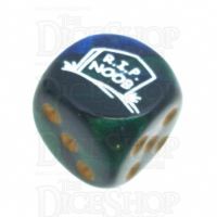Chessex Gemini Blue & Green RIP NOOB Logo D6 Spot Dice