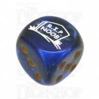 Chessex Gemini Black & Blue RIP NOOB Logo D6 Spot Dice