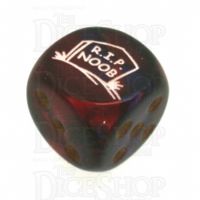 Chessex Gemini Purple & Red RIP NOOB Logo D6 Spot Dice
