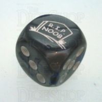 Chessex Gemini Blue & Steel RIP NOOB Logo D6 Spot Dice