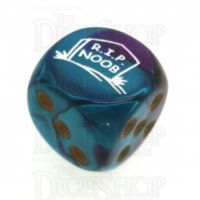 Chessex Gemini Purple & Teal RIP NOOB Logo D6 Spot Dice