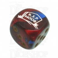 Chessex Gemini Blue & Red with Gold RIP NOOB Logo D6 Spot Dice