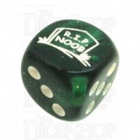 Chessex Gemini Green RIP NOOB Logo D6 Spot Dice