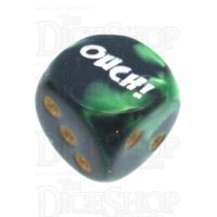 Chessex Gemini Black & Green OUCH! Logo D6 Spot Dice
