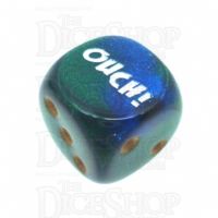 Chessex Gemini Blue & Green OUCH! Logo D6 Spot Dice