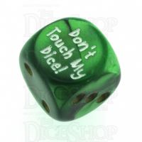 Chessex Gemini Black & Green Don't Touch My Dice! Logo D6 Spot Dice