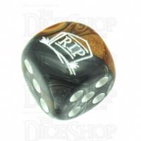 Chessex Gemini Copper & Steel RIP Logo D6 Spot Dice