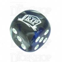 Chessex Gemini Blue & Steel RIP Logo D6 Spot Dice