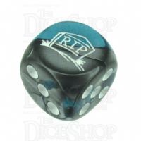 Chessex Gemini Steel & Teal RIP Logo D6 Spot Dice