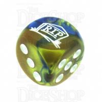 Chessex Gemini Blue & Gold RIP Logo D6 Spot Dice