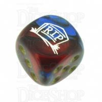 Chessex Gemini Blue & Red with Gold RIP Logo D6 Spot Dice