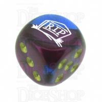 Chessex Gemini Blue & Purple RIP Logo D6 Spot Dice
