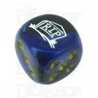 Chessex Gemini Black & Blue RIP Logo D6 Spot Dice