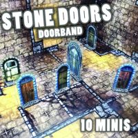  ArcKnight Flat Plastic Miniatures - Stone Doors - Doorband - 10 Minis