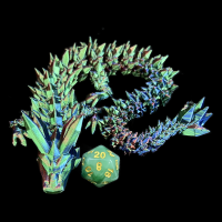 Articulated Iridescent Green & Purple 'Pet' Dragon - Large