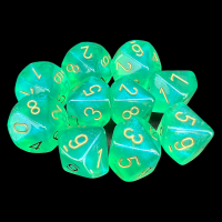 Chessex Borealis Maple Green & Yellow 10 x D10 Dice Set