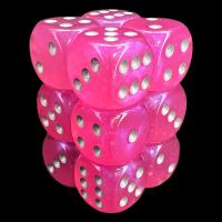 Chessex Borealis Pink &amp; Silver Luminary 12 x D6 Dice Set