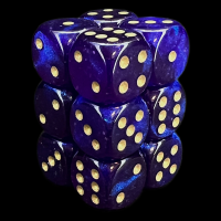 Chessex Borealis Royal Purple & Gold Luminary 12 x D6 Dice Set