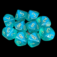 Chessex Borealis Maple Green & Yellow 10 x D10 Dice Set