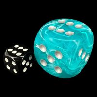 Chessex Cirrus Aqua with Silver BIG 30mm D6 Spot Dice