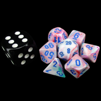 Chessex Festive Pop Art  MINI 7 Dice Polyset with Dice Cube